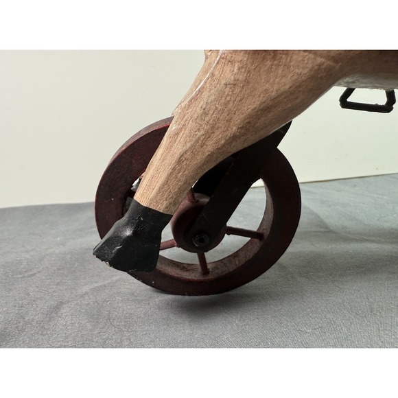 ANTIQUE VINTAGE HAND-CARVED and Painted WOODEN HORSE TRICYCLE DECOR SCULPTURE - Picture 5 of 8